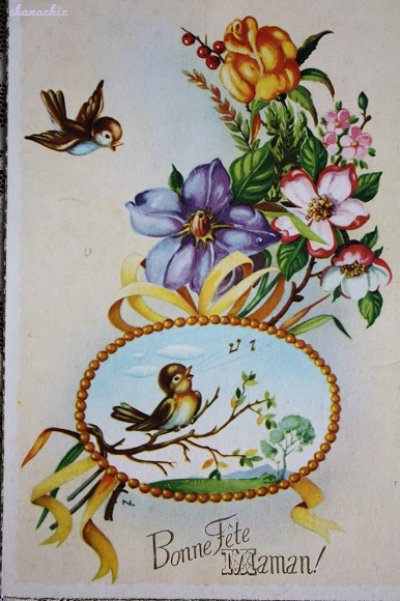 画像2: フランス　青い鳥のポストカード「歌う青い鳥」