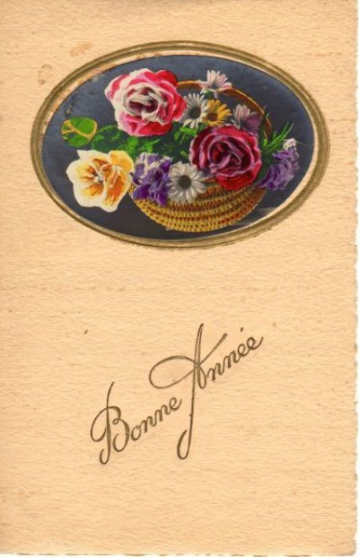 画像2: フランス　アンティークポストカード　花かご