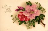 フランス　アンティークポストカード　やわらかな二輪の花