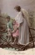 画像2: フランス　アンティークポストカード　子どもに寄り添う天使 (2)