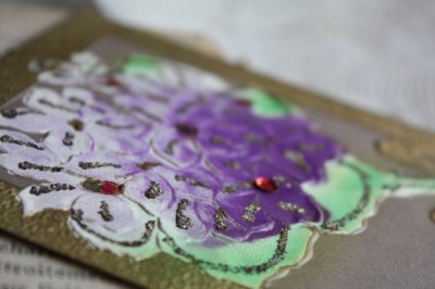 画像4: フランス　アンティークポストカード　エンボスの紫の花のブーケ