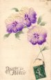 画像2: フランス　アンティークポストカード　紫のグラデーションが美しいお花 (2)