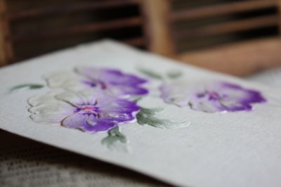 画像4: フランス　アンティークポストカード　紫のグラデーションが美しいお花