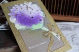 フランス　アンティークポストカード　ゴールドのリボンの紫の花束