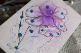 フランス　アンティークポストカード　ラメの施されたエンボスのお花
