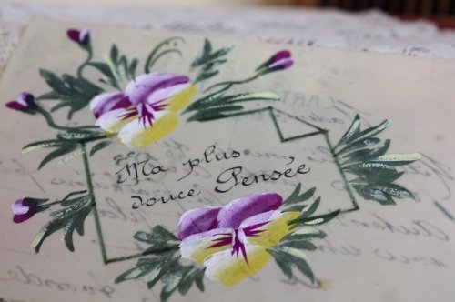 他の写真2: フランスアンティーク　セルロイドのカード　ビオラのメッセージ