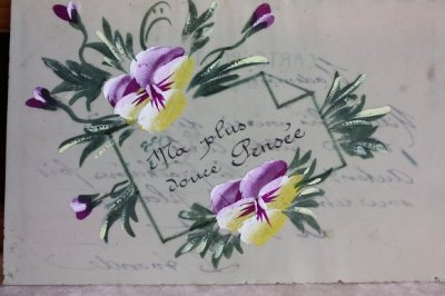 画像2: フランスアンティーク　セルロイドのカード　ビオラのメッセージ