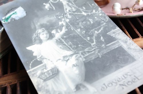 他の写真3: フランス　アンティークポストカード　ツリーに飾りつけをする天使