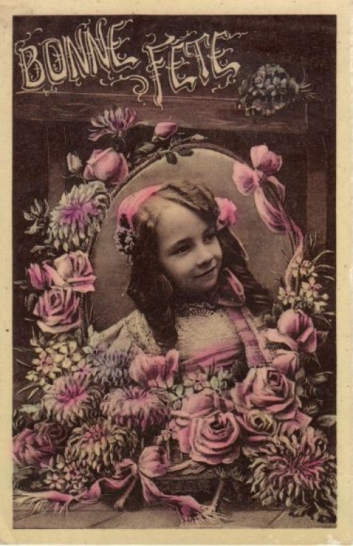 他の写真3: フランス　アンティークポストカード　お花に囲まれて
