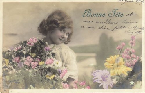 他の写真2: フランス　アンティークポストカード　お花畑でかくれんぼ？