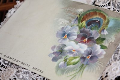 画像1: フランスアンティーク　クロモス・クロモカード　ビオラの花束