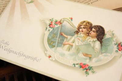 画像1: フランス　古いポストカード　天使の歌声