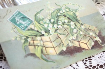画像1: フランス　アンティークポストカード　すずらんの花