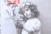 画像3: フランス　アンティークポストカード　お花を持つ巻き毛の少女 (3)