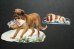 画像1: フランスアンティーク　ダイカットクロモ　犬２匹 (1)