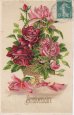画像7: フランス　アンティークポストカード　薔薇の花かご