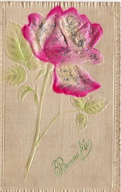 画像3: フランス　アンティークポストカード　エンボスのバラ