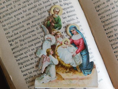 画像2: フランスアンティーク　ダイカットのクロモ　キリストの誕生