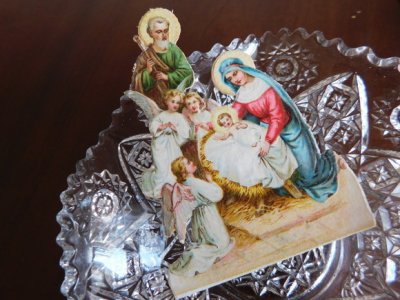 画像1: フランスアンティーク　ダイカットのクロモ　キリストの誕生