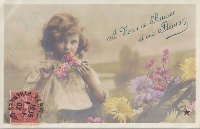 画像5: フランス　アンティークポストカード　少女