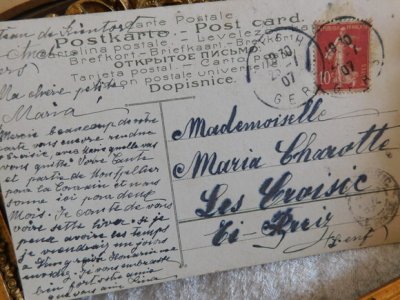 画像2: フランス　アンティークポストカード　すみれ　1907