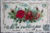 画像7: フランス　アンティークポストカード　ピンクと赤のバラの花
