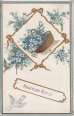 画像7: フランス　アンティークポストカード　小さな花と白い鳩