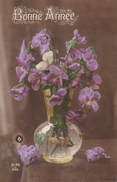 画像4: フランス　アンティークポストカード　紫の花