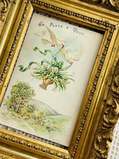 画像5: フランスアンティーク　二羽の鳩とスズランと　1911