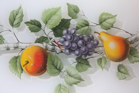 フランスアンティーク アルコパル フルーツ柄の四角いお皿