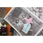 画像: フランスアンティークポストカード　ふたりの少女とお花