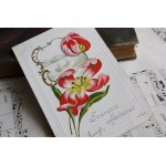 画像: フランスアンティーク　エンボスのポストカード　お花とボート