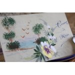 画像: フランスアンティーク　セルロイドのポストカード　お花と風景