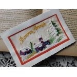 画像: フランスアンティーク　刺繍のポストカード　雪の風景