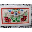 画像5: フランスアンティーク　刺繍のポストカード　赤い花 (5)