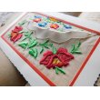 画像3: フランスアンティーク　刺繍のポストカード　赤い花 (3)