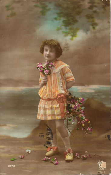 画像: フランス　アンティークポストカード　少女
